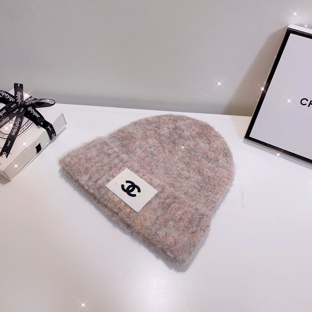 Chanel Bouclé Knit Beanie with CC Patch